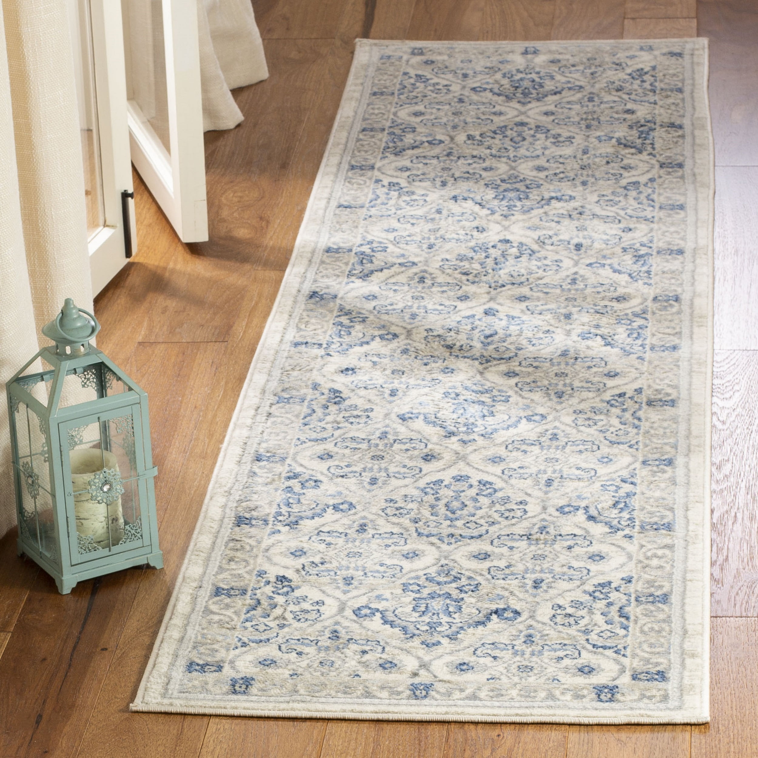 SAFAVIEH Brentwood Naomh Geometric Runner Rug, 2' x 6', Light Grey/Blue