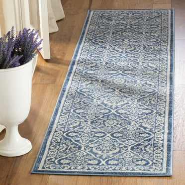 SAFAVIEH Brentwood Naomh Geometric Runner Rug, 2' x 8', Navy/Light Grey