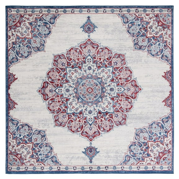 SAFAVIEH Brentwood Oscar Floral Area Rug, Ivory/Red, 6'7" x 6'7" Square