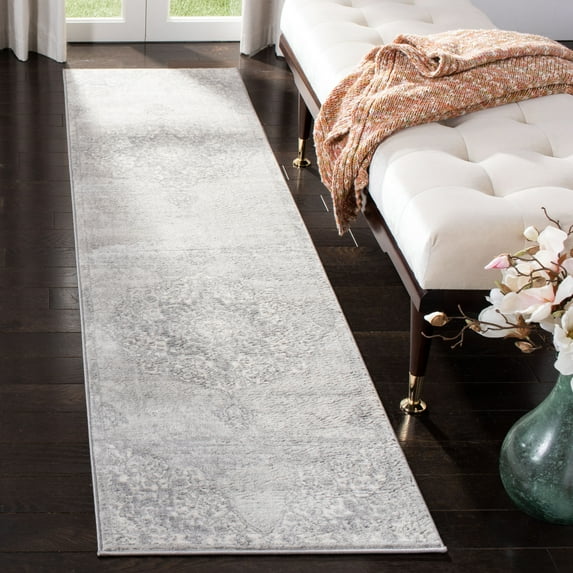 SAFAVIEH Brentwood Oscar Floral Runner Rug, Grey/Ivory, 2' x 22'