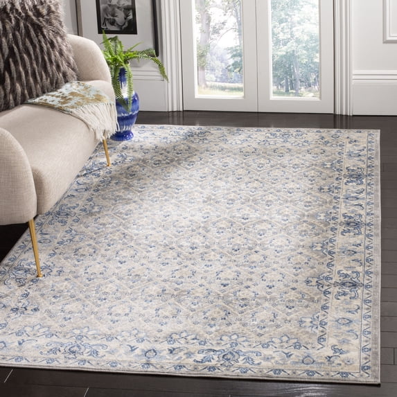 SAFAVIEH Brentwood Pompeii Geometric Area Rug, Light Gray/Blue, 4' x 6'