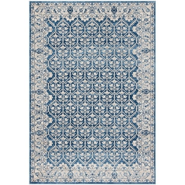 SAFAVIEH Brentwood Pompeii Geometric Area Rug, Navy/Light Grey, 3' x 3' Round