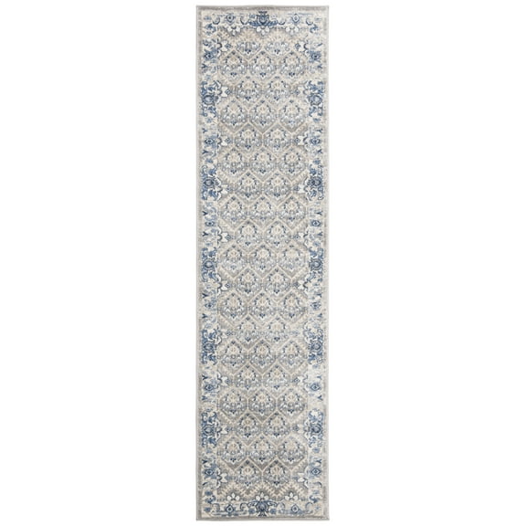 SAFAVIEH Brentwood Pompeii Geometric Runner Rug, Light Grey/Blue, 2' x 8'