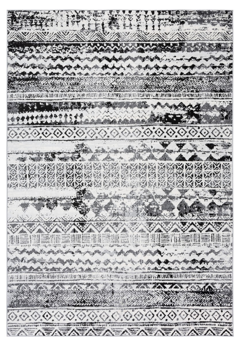 Brentwood Black and Ivory 8' x 10' Synthetic Area Rug