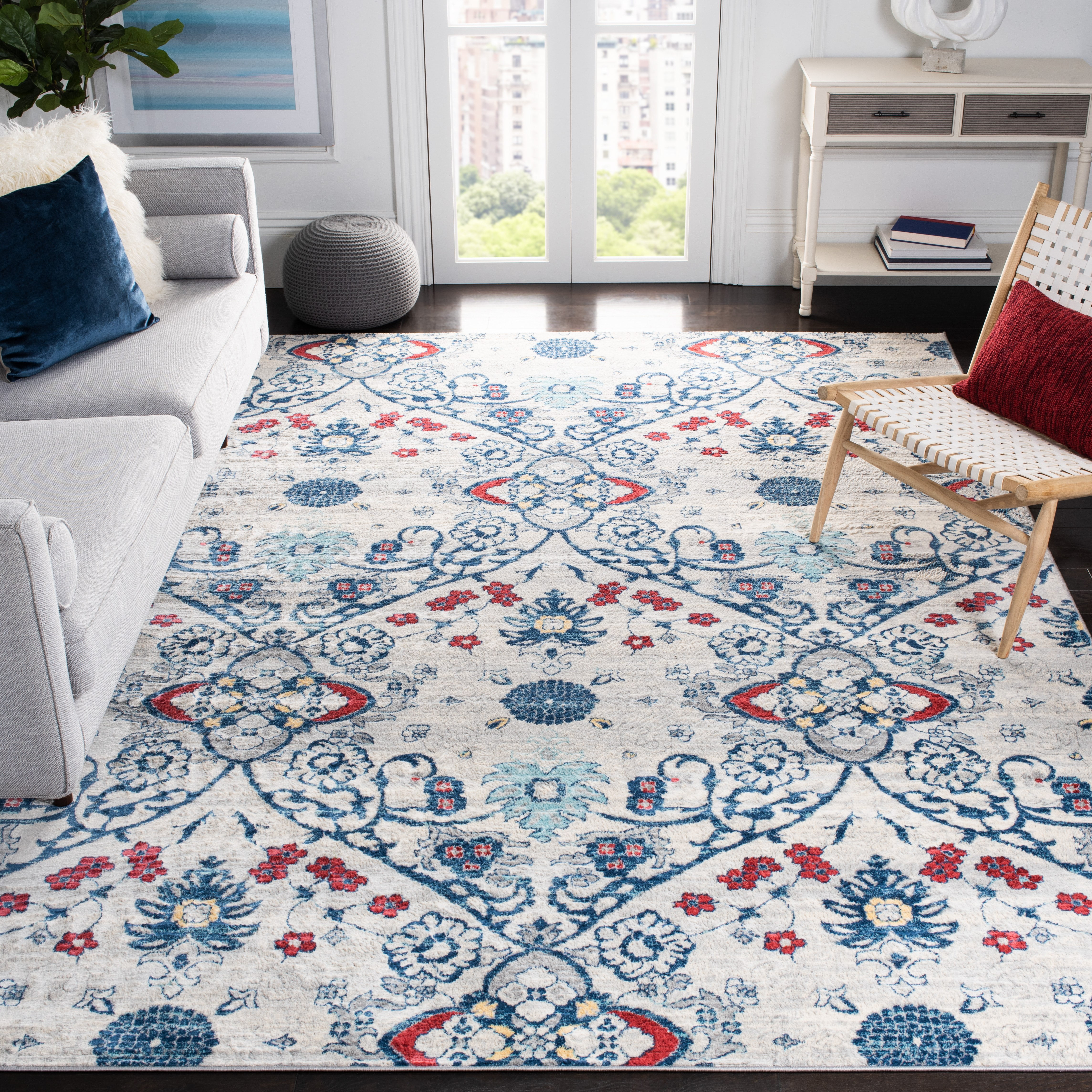 SAFAVIEH Brentwood Rudolf Southwestern Area Rug, Navy/Gray, 9' x 12'