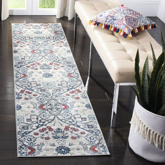 SAFAVIEH Brentwood Rudolf Southwestern Runner Rug, Navy/Gray, 2' x 12'