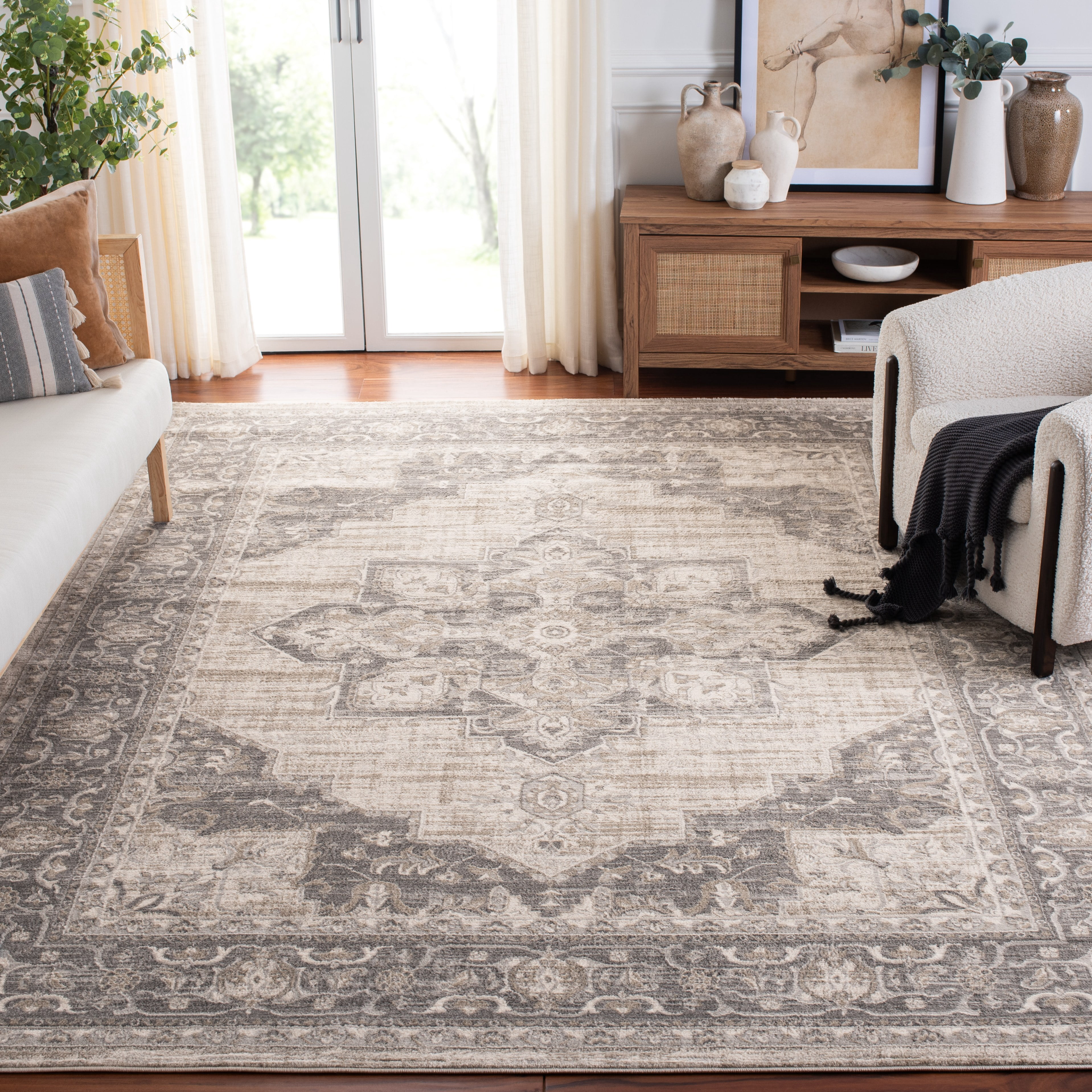 SAFAVIEH Brentwood Salah Oriental Area Rug, Cream/Gray, 12' x 12