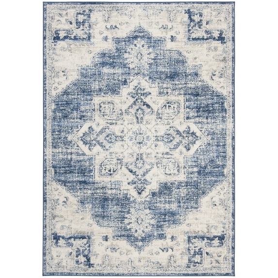 SAFAVIEH Brentwood Salah Oriental Area Rug, Ivory/Navy, 6' x 9'