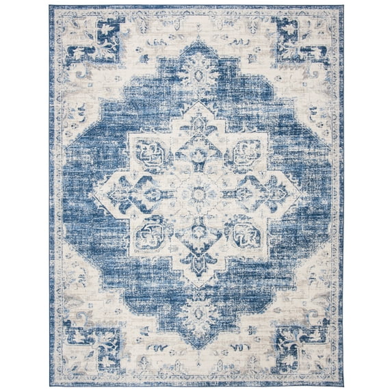 SAFAVIEH Brentwood Salah Oriental Area Rug, Ivory/Navy, 9' x 12'