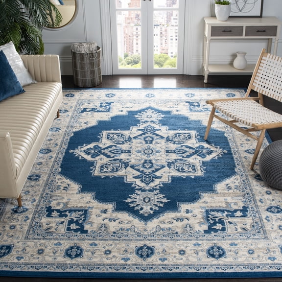 SAFAVIEH Brentwood Salah Oriental Area Rug, Navy/Creme, 10' x 13'