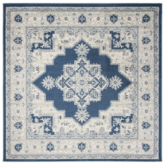SAFAVIEH Brentwood Salah Oriental Area Rug, Navy/Creme, 3' x 3' Square