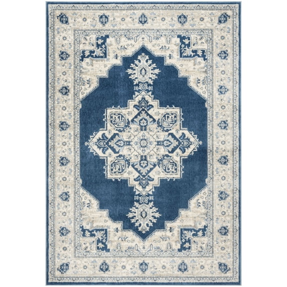 SAFAVIEH Brentwood Salah Oriental Area Rug, Navy/Creme, 6' x 9'