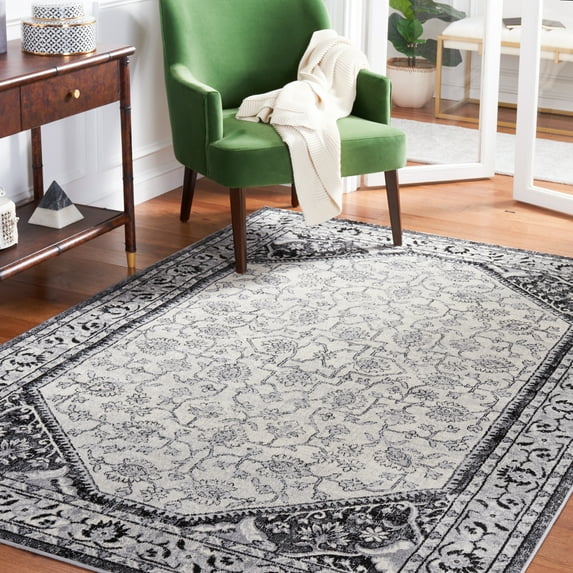 SAFAVIEH Brentwood Theobald Oriental Area Rug, Black/Ivory, 5'3" x 7'6"