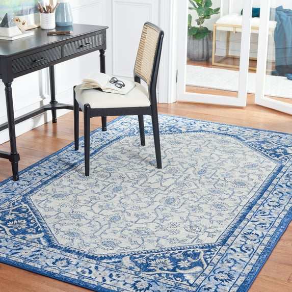 SAFAVIEH Brentwood Theobald Oriental Area Rug, Blue/Ivory, 5'3" x 7'6"