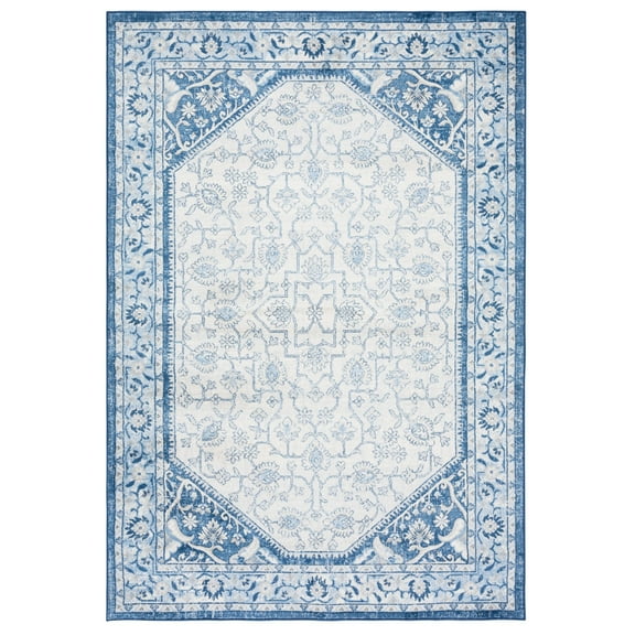 SAFAVIEH Brentwood Theobald Oriental Area Rug, Blue/Ivory, 6'7" x 6'7" Square