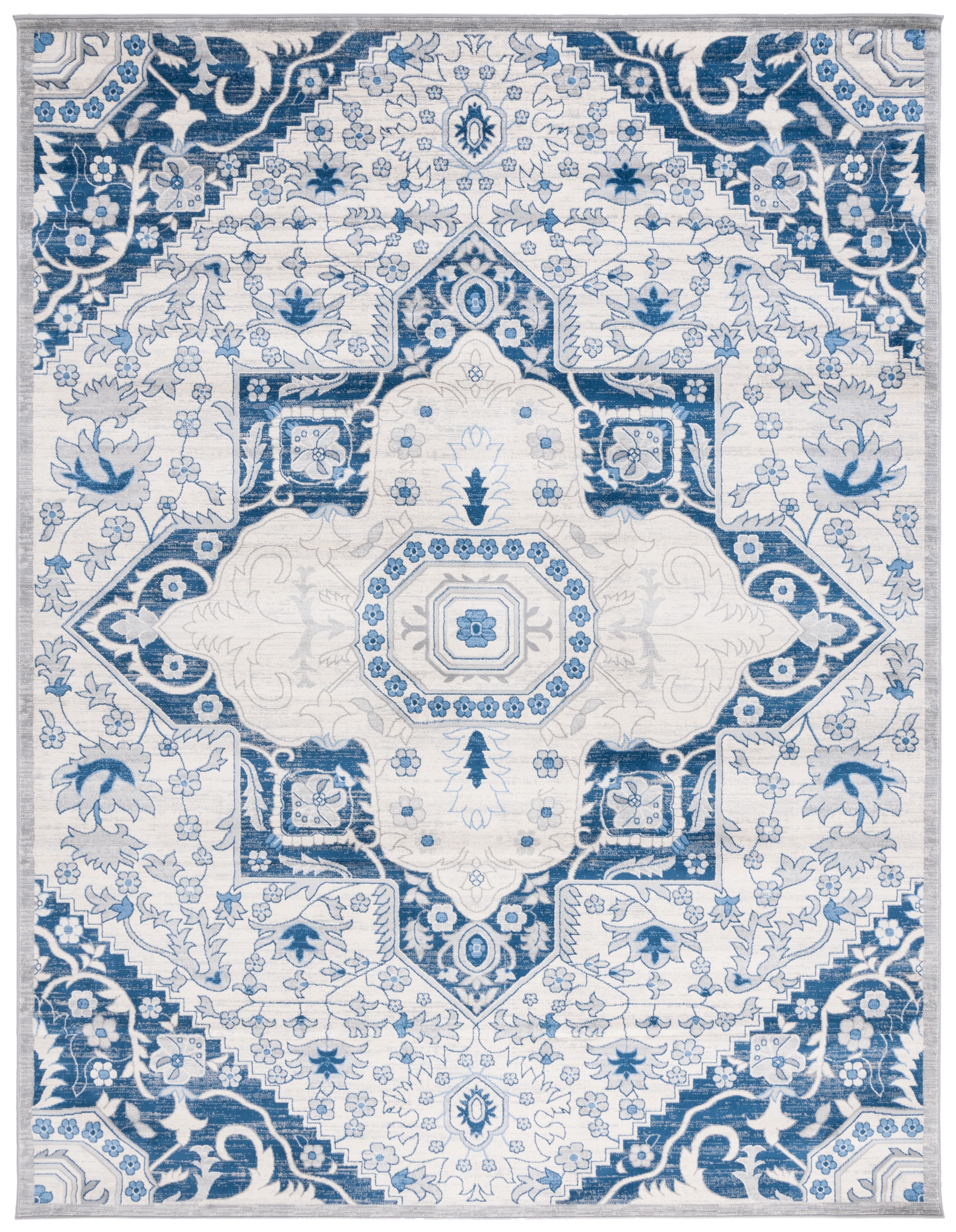Elysian Blue 9' x 12' Hand-Knotted Synthetic Area Rug