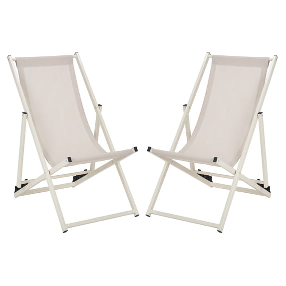 SAFAVIEH Breslin Outdoor Patio Sling Chair, Beige, Set of 2