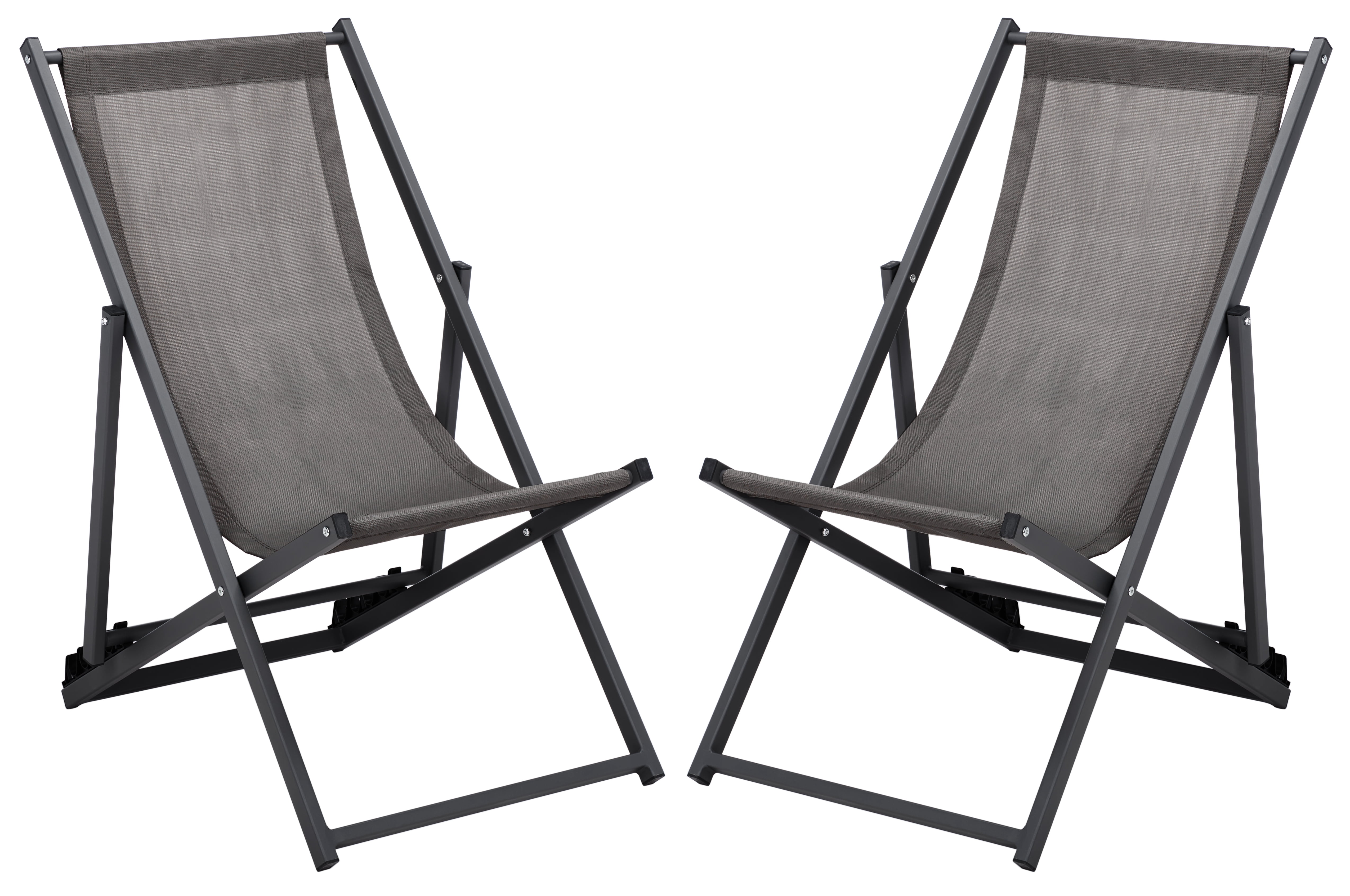 SAFAVIEH Breslin Outdoor Patio Sling Chair, Grey, Set of 2