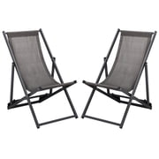 SAFAVIEH Breslin Outdoor Patio Sling Chair, Grey, Set of 2