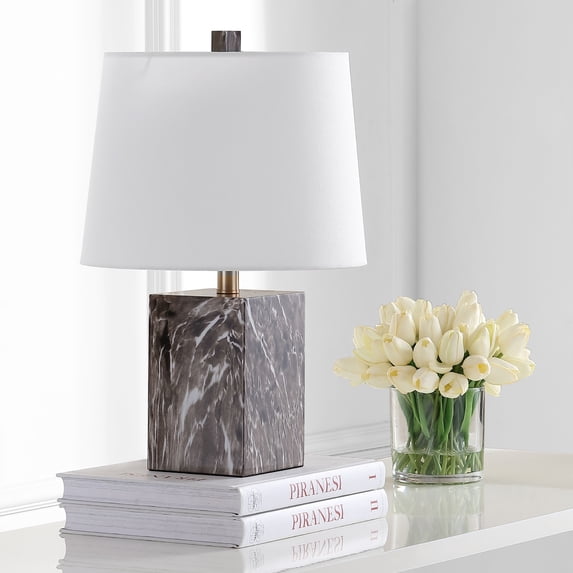 SAFAVIEH Brett Rustic 20 in. H Table Lamp, Brown Marble