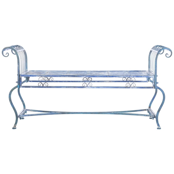 SAFAVIEH Brielle Outdoor Patio Traditional Garden Bench, Antique Blue