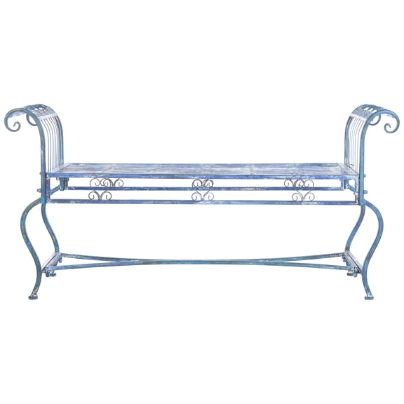 SAFAVIEH Brielle Outdoor Patio Traditional Garden Bench, Antique Blue