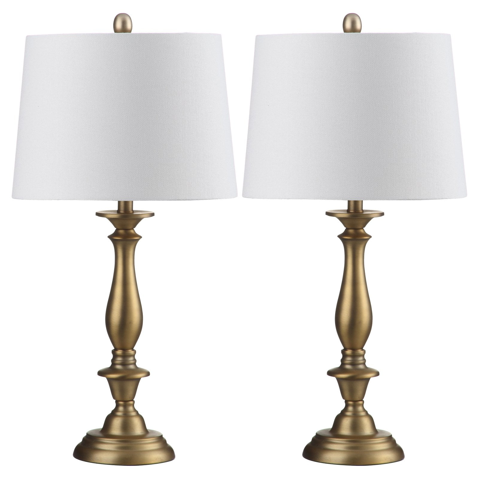 Brighton 29" Gold Candlestick Table Lamp Set with White Shades