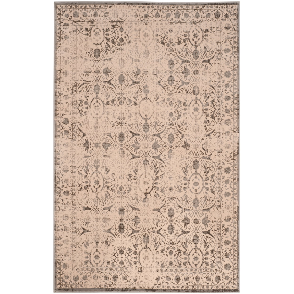 Brilliance Cream and Gray Floral 5'1" x 7'6" Area Rug