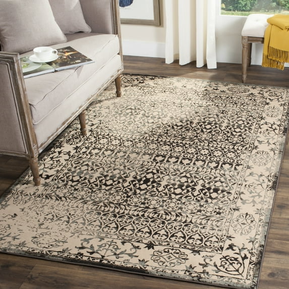 SAFAVIEH Brilliance Ilbert Distressed Area Rug, Cream/Dark Gray, 4' x 6'