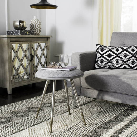 SAFAVIEH Brinley 30"H Mid Century Modern Stool, Light Grey/Silver