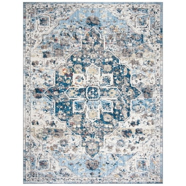 SAFAVIEH Bristol Acacia Abstract Floral Polyester Area Rug, Cream/Blue, 8' x 10'