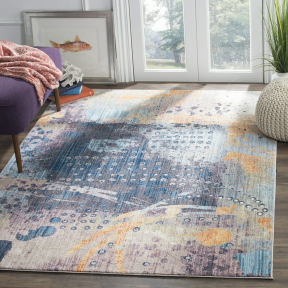 SAFAVIEH Bristol Brooklyn Abstract Polyester Area Rug, Multi, 9' x 12'