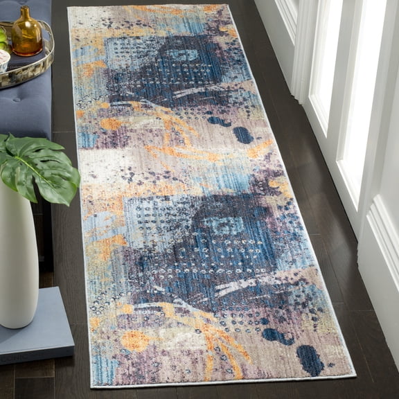 SAFAVIEH Bristol Brooklyn Abstract Polyester Runner Rug, Multi, 2'3" x 8'