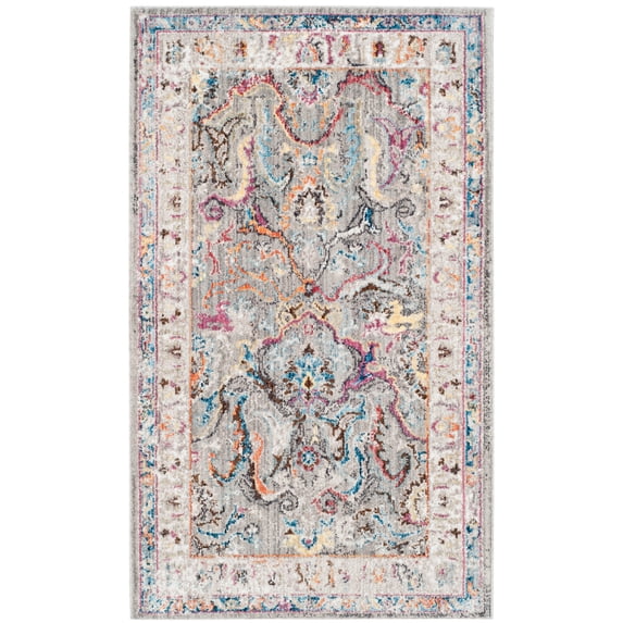 SAFAVIEH Bristol Calvagh Oriental Polyester Area Rug, Grey/Ivory, 3' x 5'