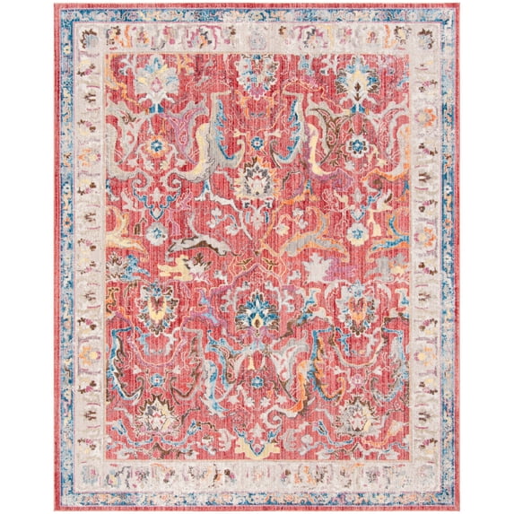 SAFAVIEH Bristol Calvagh Oriental Polyester Area Rug, Rose/Light Grey, 8' x 10'