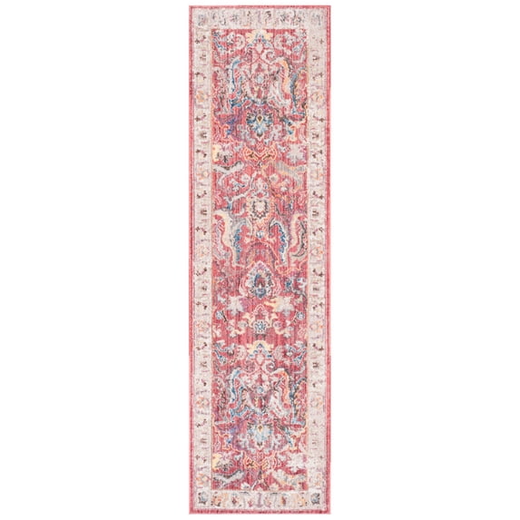 SAFAVIEH Bristol Calvagh Oriental Polyester Runner Rug, Rose/Light Grey, 2'3" x 8'