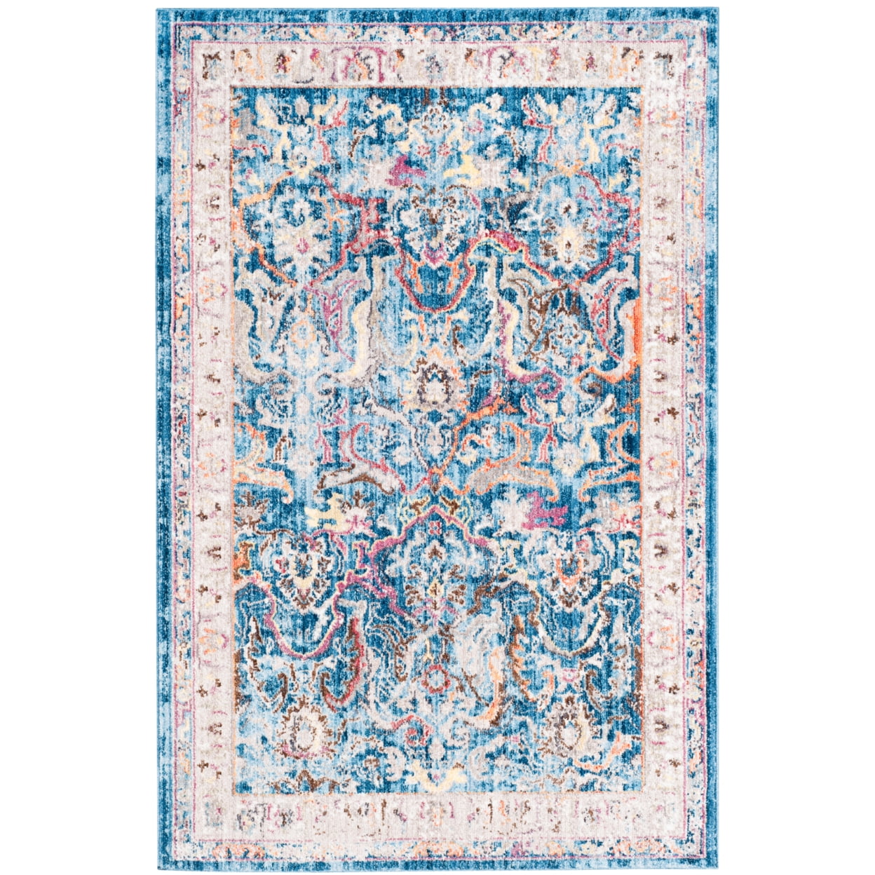 Safavieh 4' x 6' Blue and Light Grey Synthetic Area Rug