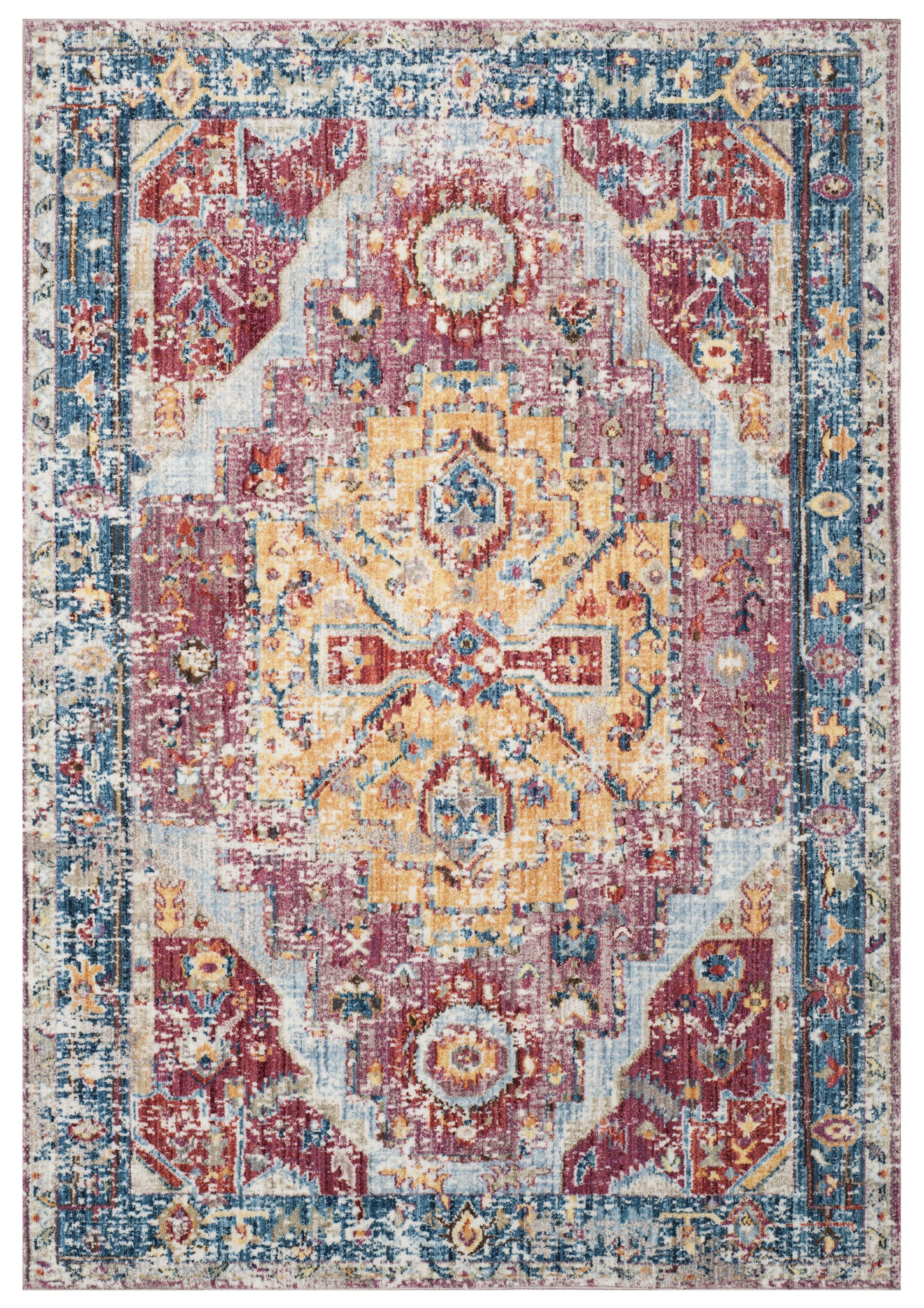 Bristol 3' x 5' Red and Blue Synthetic Area Rug
