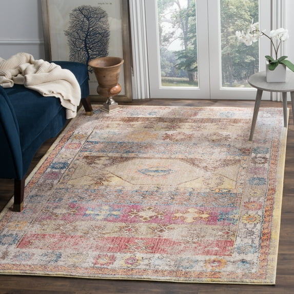 SAFAVIEH Bristol Devrim Oriental Polyester Area Rug, Multi, 5'1" x 7'6"