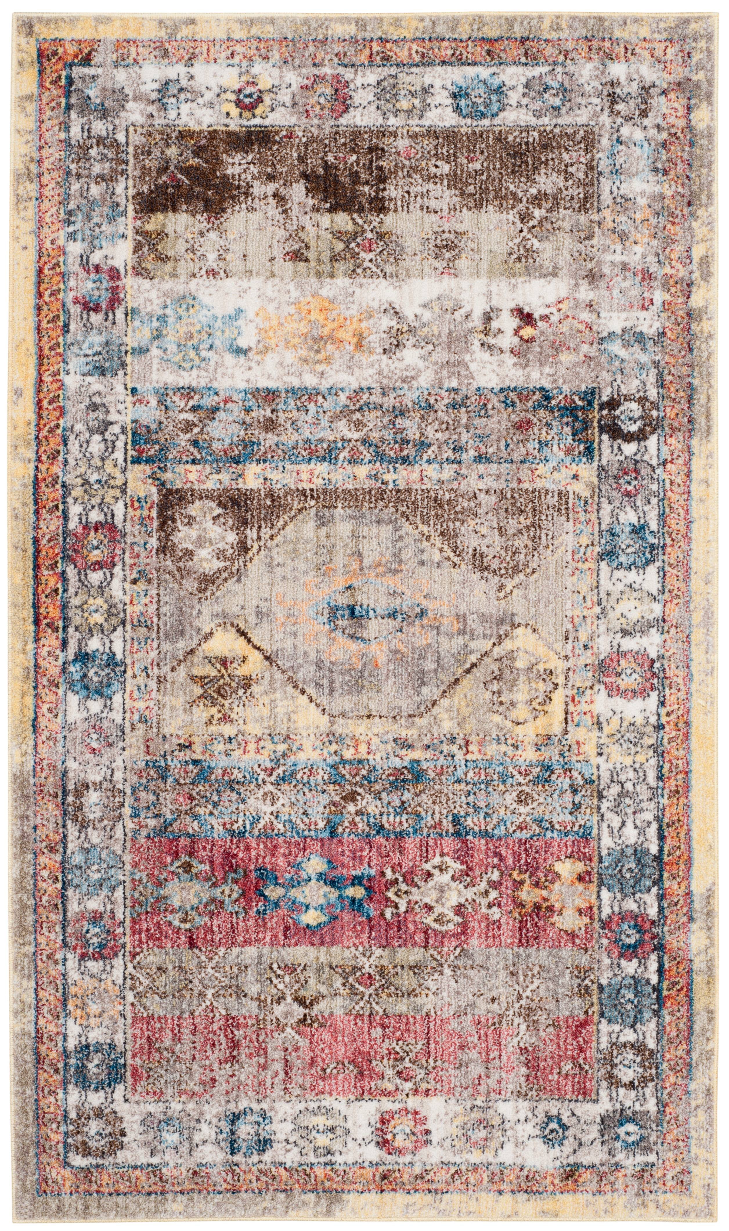 Bristol Multicolor 3' x 5' Distressed Polyester Area Rug