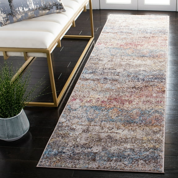 SAFAVIEH Bristol Elihu Abstract Polyester Runner Rug, Turquoise/Multi, 2'3" x 8'