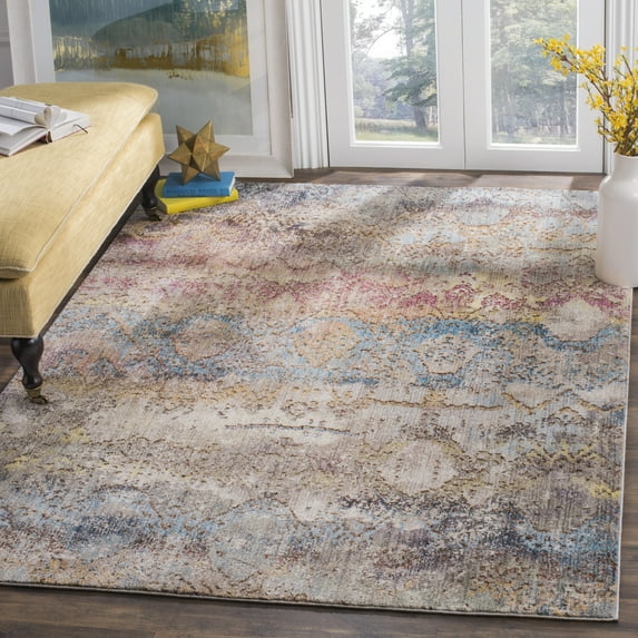 SAFAVIEH Bristol Elihu Abstract Polyester Area Rug, Turquoise/Multi, 5'1" x 7'6"