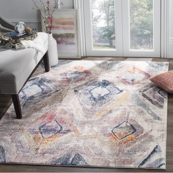 SAFAVIEH Bristol Geoff Faded Geometric Polyester Area Rug, Lavender/Light Grey, 8' x 10'