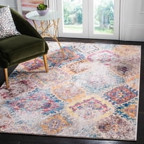 SAFAVIEH Bristol Korbin Geometric Polyester Area Rug, Blue/Light Gray, 5'1" x 7'6"