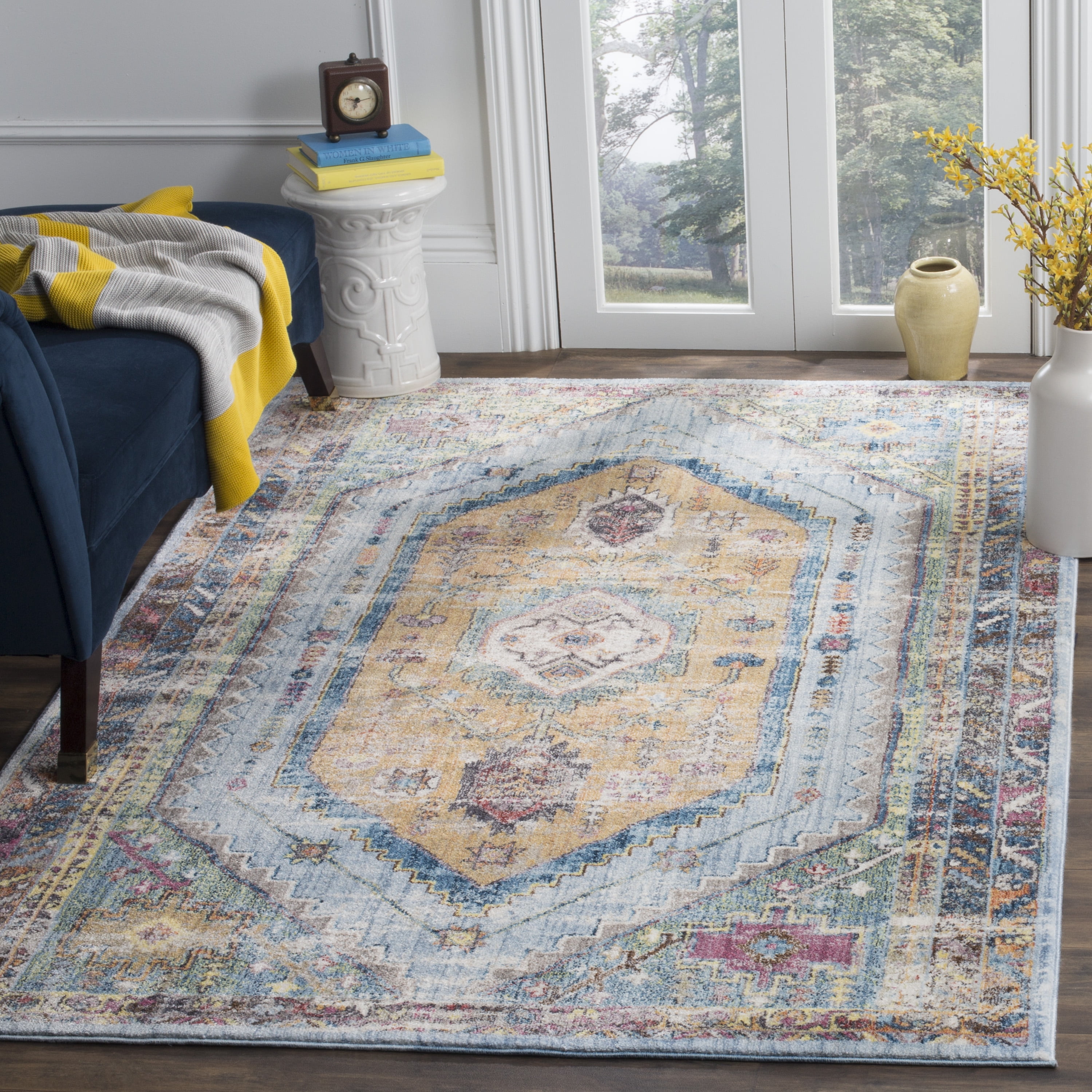 Bristol Blue and Camel Synthetic 8' x 10' Area Rug