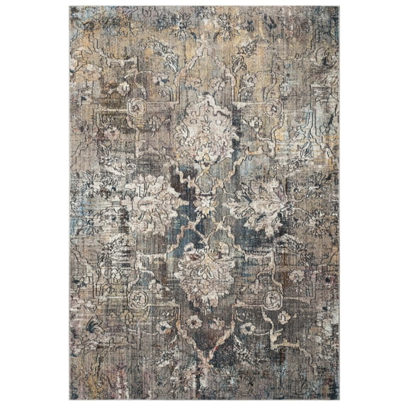 SAFAVIEH Bristol Letha Floral Polyester Area Rug, Blue/Grey, 3' x 5'
