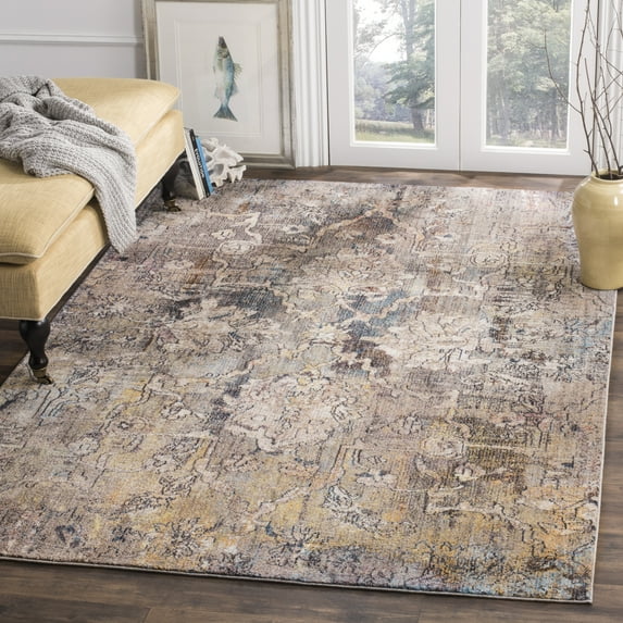 SAFAVIEH Bristol Letha Floral Polyester Area Rug, Blue/Gray, 8' x 10'