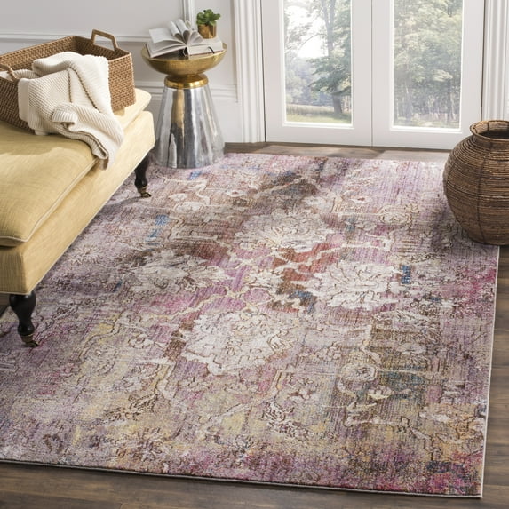 SAFAVIEH Bristol Letha Floral Polyester Area Rug, Pink/Gray, 6' x 9'