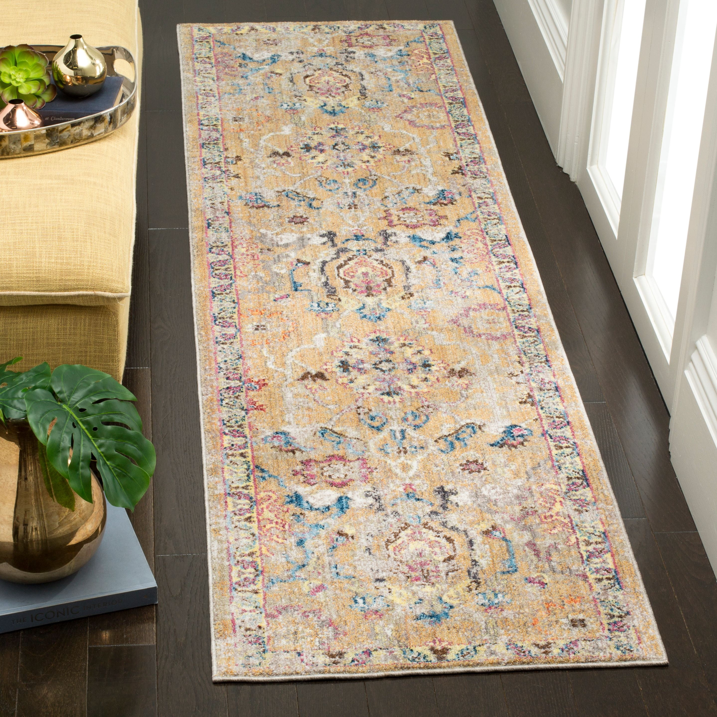 Polyester Runner Rugs SAFAVIEH Bristol Nick Southwestern Polyester Runner Rug, Camel/Blue, 2 ...