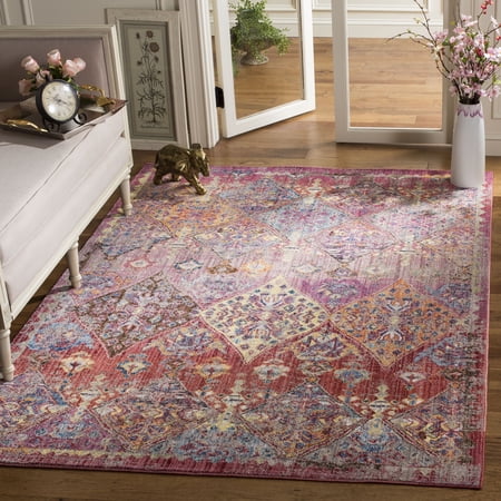SAFAVIEH Bristol Wyatt Geometric Polyester Area Rug, Rose/Multi, 9' x 12'
